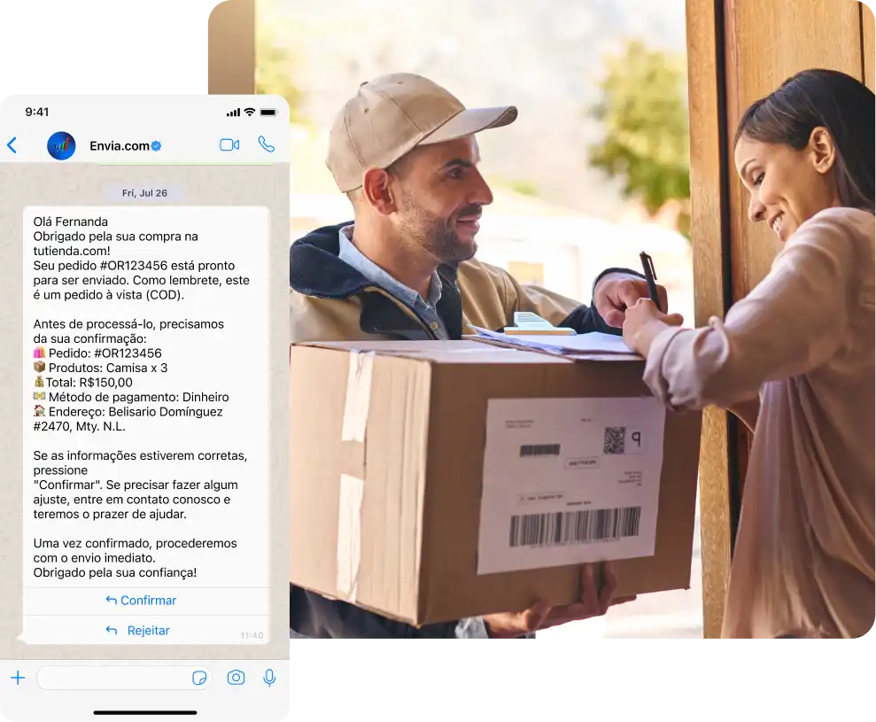 Notificações e pagamento na entrega