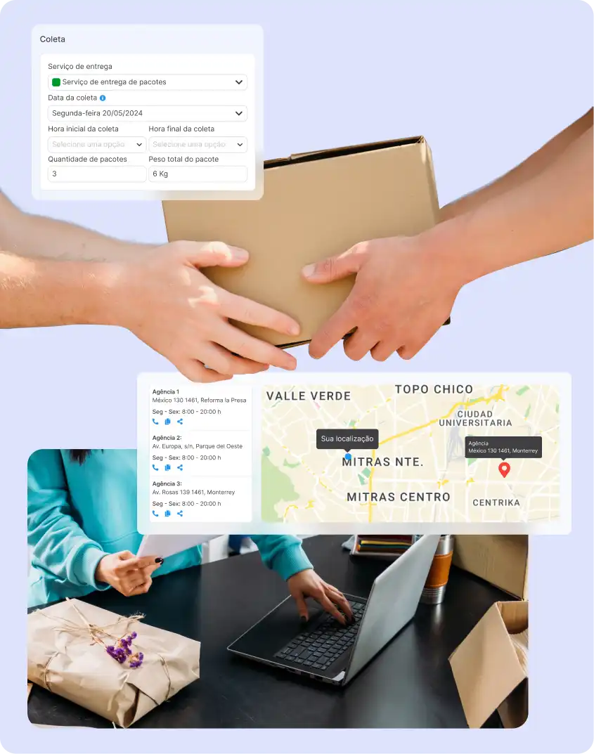 Opções de coleta e entrega de encomendas