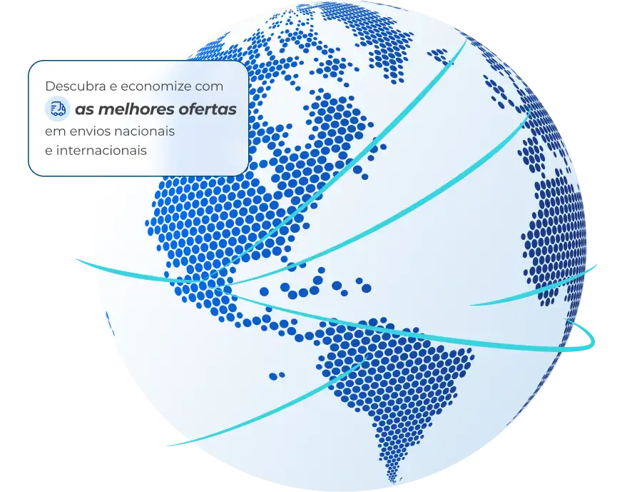 Globo com rotas de transporte e soluções de envio Envia.com